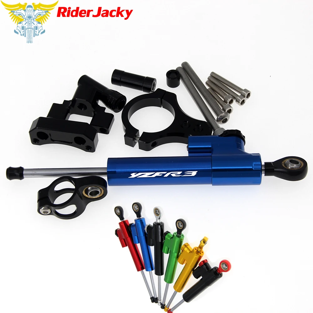 

CNC Adjustable Motorcycle Linear Reversed Steering Damper with bracket Support For Yamaha YZF R3 YZFR3 2015-2017 2016