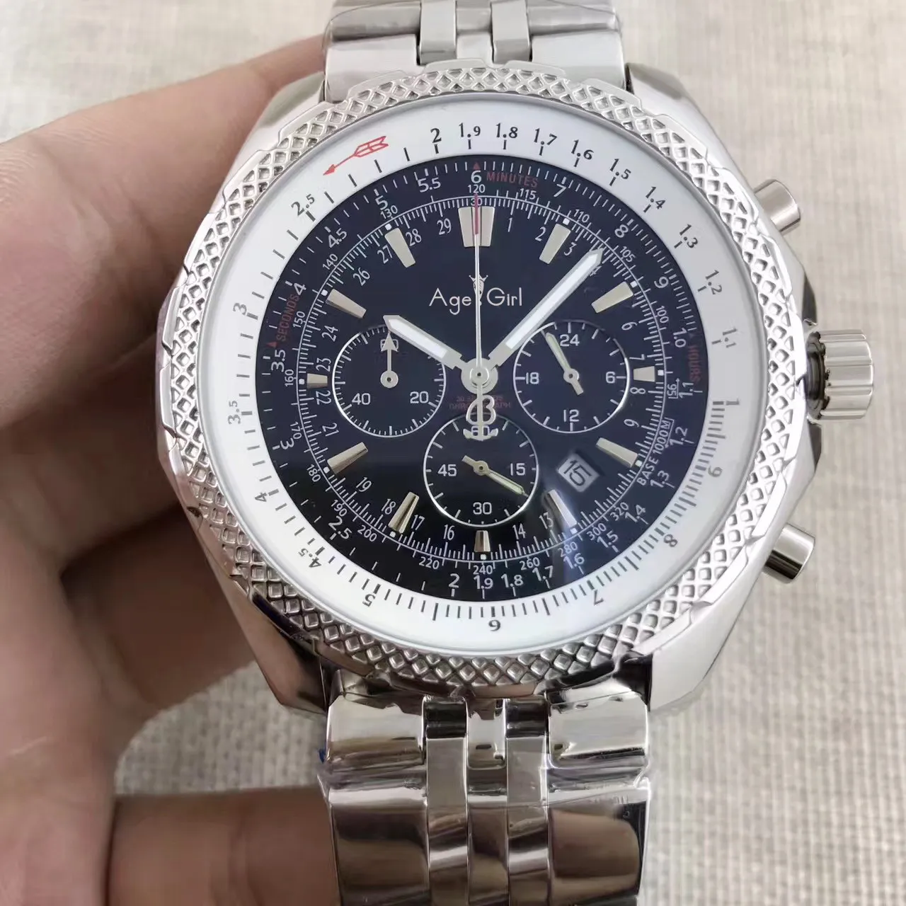 

Luxury Brand New Men Chronograph Stopwatch Watch Black Blue White Leather Stainless Steel Sapphire Limited Watches AAA+