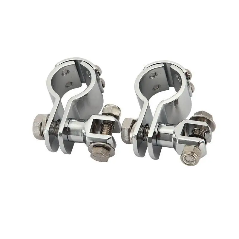 2x 32mm Chrome Motorcycle Foot Peg Footrest Clamps Engine Guard Mounts