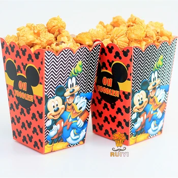 

6pcs/lot Mickey Mouse Kids Party Supplies Popcorn Box case Gift Box Favor Accessory Birthday Party Supplies AW-0554