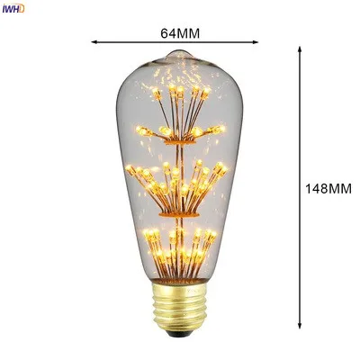 IWHD All Star Bombillas Edison светильник лампа E27 2 Вт 220 В промышленная декоративная лампа ретро винтажная лампа Ampul Bombillas - Цвет: ST64