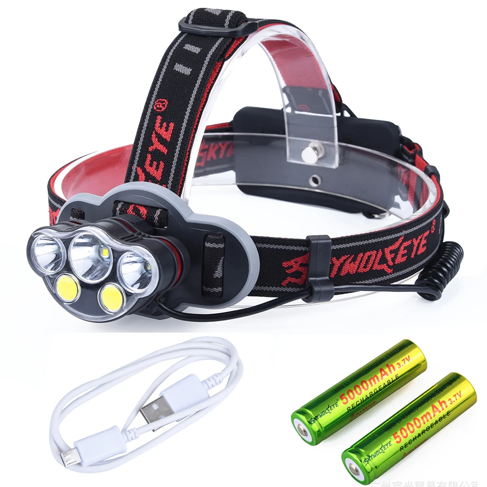 30000LM 8 LED USB Headlight Headlamp XM-L T6 Head Torch Lamp Light Flashlight*