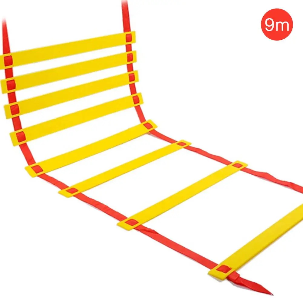 Износостойкая ловкость лестница для тренировки ловкости скорость синхронизация плоская ступень с сумкой для переноски подходит для детей - Цвет: Yellow 9M