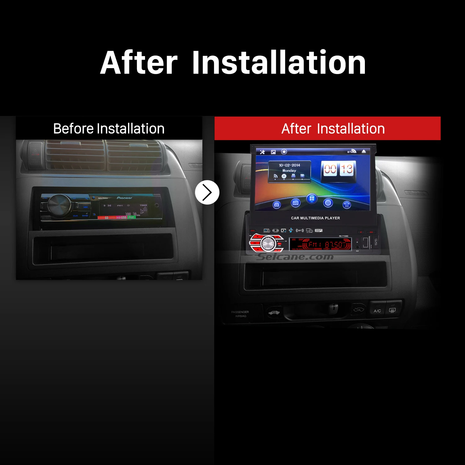 Perfect Seicane 1 Din 7 inch Touchscreen Universal Car Radio Audio Stereo Multimedia Player GPS Navigation HD Video 1080P 5