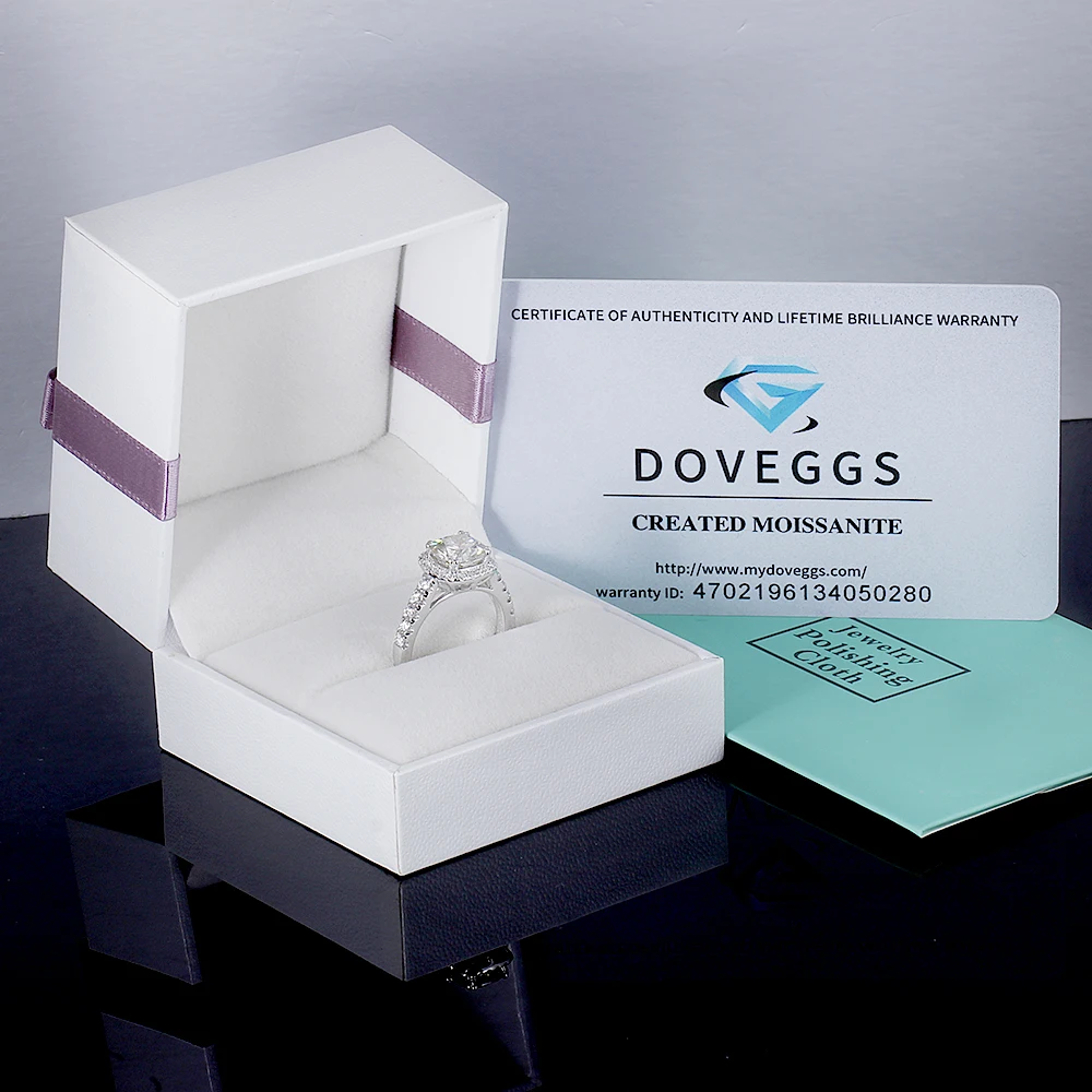 DovEggs, классическое твердое кольцо 14 к из белого золота, 1ct, 2ct, 3ct, 4ct, карат, F цвет, Муассанит, бриллиант, обручальное кольцо для женщин