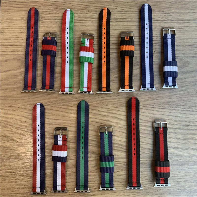 

For Apple watch Band 38 40MM Stripe nylon strap for iWatch series 4 3 2 1 42MM 44MM buckle Sports Watchbands