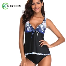 MUOLUX, сексуальный танкини, набор, плюс размер, купальник, юбка, пуш-ап, 2 части, купальник для женщин, контроль живота, монокини, женская пляжная одежда, 5XL