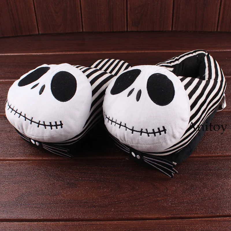 

The Nightmare Before Christmas Jack Skellington Plush Slippers Winter Indoor Warm Shoes Soft Stuffed Slippers Plush Toys 28cm