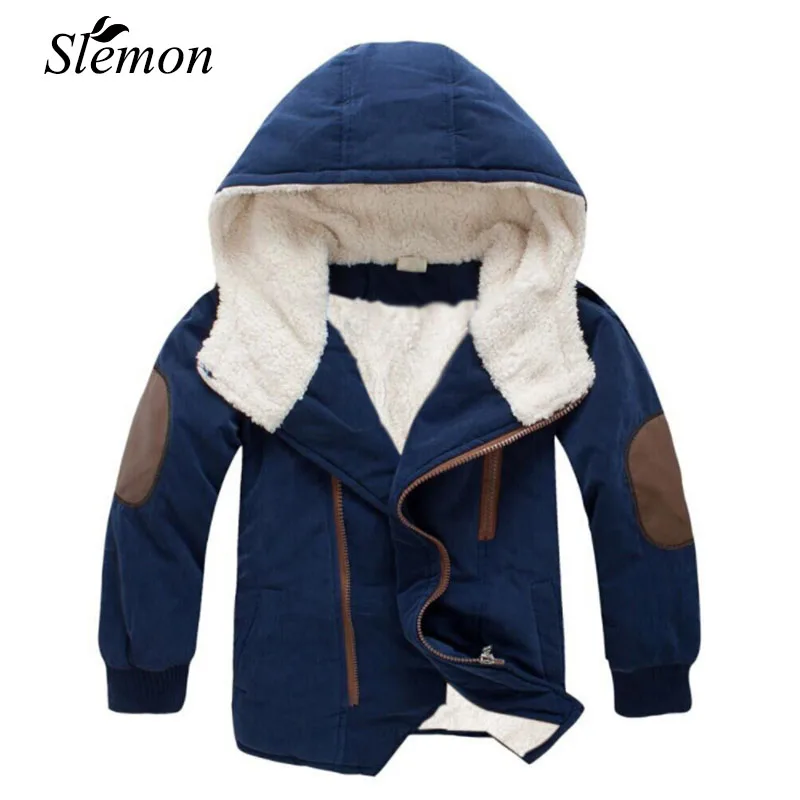 

New 2018 Winter Kid Casual Lamb Velvet Parkas Jackets Boy Cashmere Long Sleeve Hooded Thick Coats Children Warm Clothing Outwear