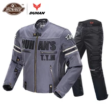 DUHAN, Мужская мотоциклетная куртка, дышащая мотоциклетная куртка, штаны, мотоциклетный костюм для гонок, езды на мотоцикле, одежда для защиты
