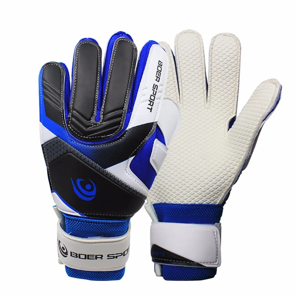 Blue Size 8 Профессиональные перчатки для подростков, защита пальцев, утолщенные резиновые футбольные перчатки, вратарские перчатки - Цвет: Blue Size 8