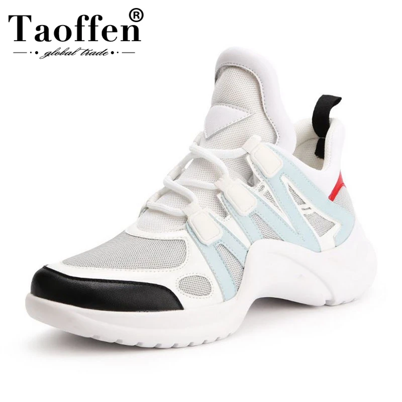 

Taoffen 6 Color Women Casual Shoes Mixed Color Mesh Breathable Sneakers Lace Up Comfort Vulcanized Shoes Women Size 35-40