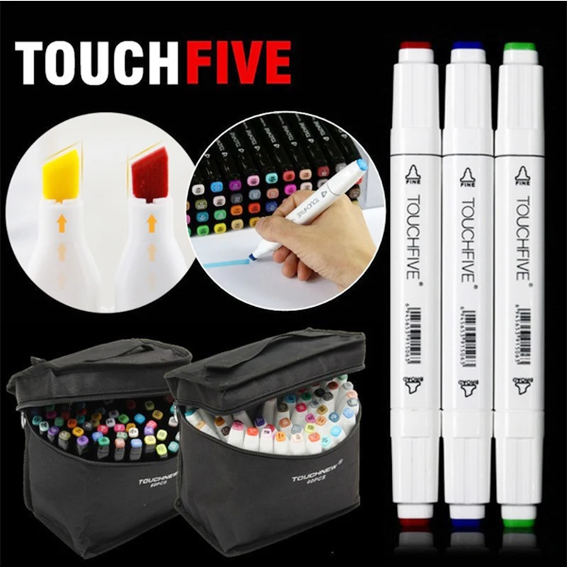 

TOUCHFIVE 60 Colors Art Sketch Markers Set Brush Pen For Draw Manga Animation Design Dual Headed Alcoholic Oily Based Ink