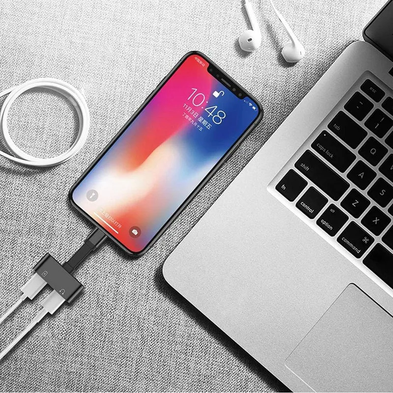 Двойной порт адаптер сплиттер, 2 в 1 разъем для наушников Aux аудио и зарядное устройство адаптер Кабельный разъем Compactible для(белый