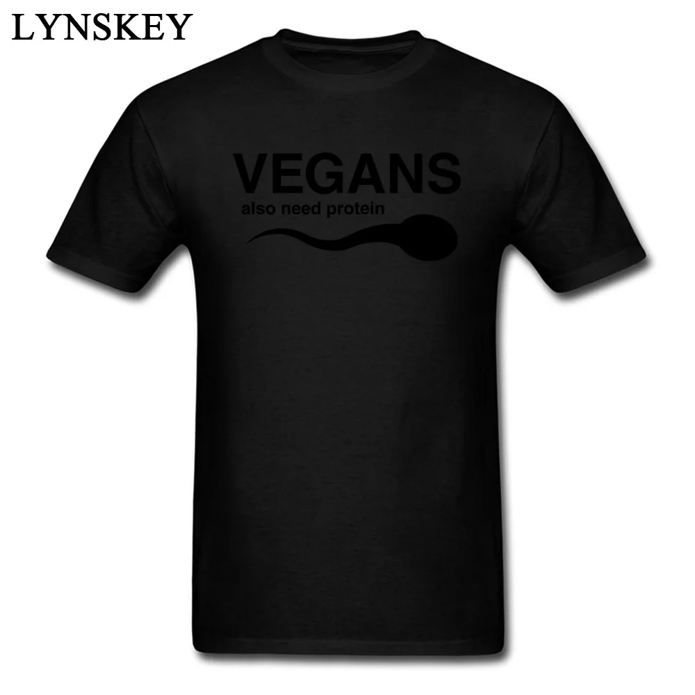 Design T Shirts Company Round Neck Vegans Also Need Protein 100% Cotton Adult Tops Shirt Design Short Sleeve Tee-Shirts Vegans Also Need Protein black