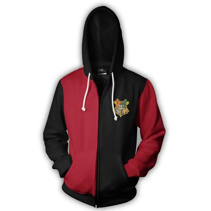 

Harri Potter Cosplay men Costumes Game Anime Sweatshirts European and American 3D Printing zipper Jacket Hooded Sweatshirts