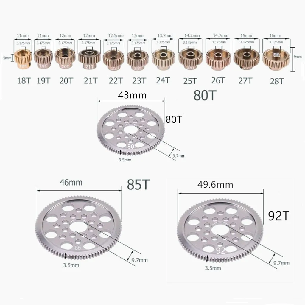 80T+28T Motor Gear Alloy Pinion Cogs Gear for Sakura CS S XIS D4 RC Car