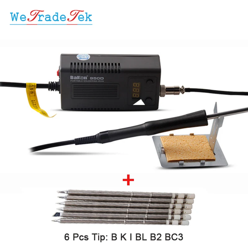 

Bakon 950D Soldering Iron Portable Electric Iron Anti-Static BGA Solder Station Welding Tool With T13 Lead Free Tips