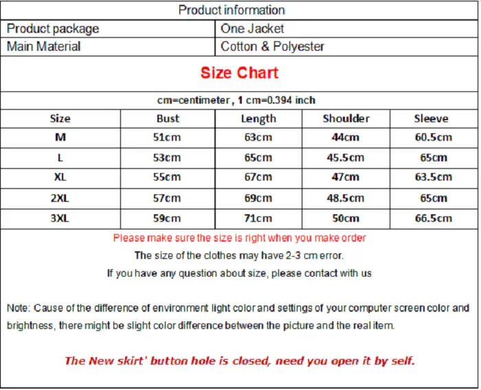 Vintage Clothing Size Chart