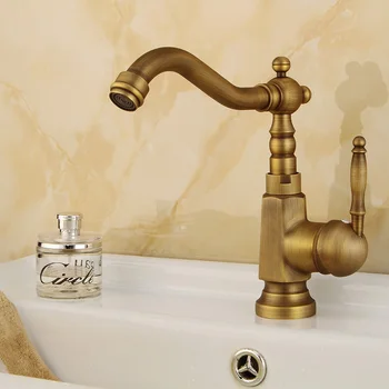 

European-style Mixed Water Faucet Bathroom Can Be Rotated Antique Brushed Faucet Bathroom Basin Hot and Cold Water Faucet