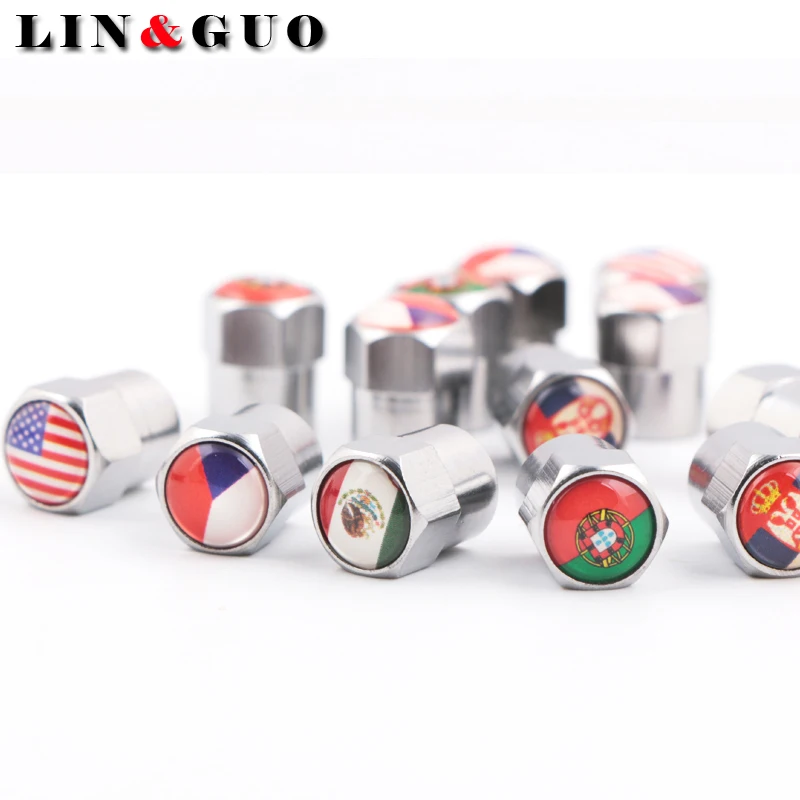 

4pcs/set Car Tire Valve Caps fit for ford KIA renault Peugeot skoda vw accessories USA Mexico Czech Portugal Serbia emblem