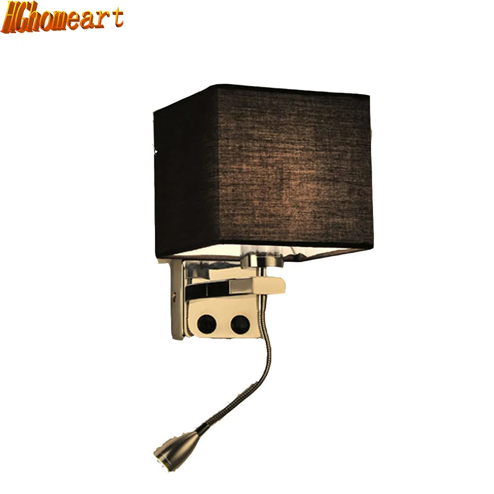 

Retro Modern Reading Creative Fabric Hotel Living Room Bedroom Aisle Balcony LED Bedside Lamp with Switch Wall Lamp