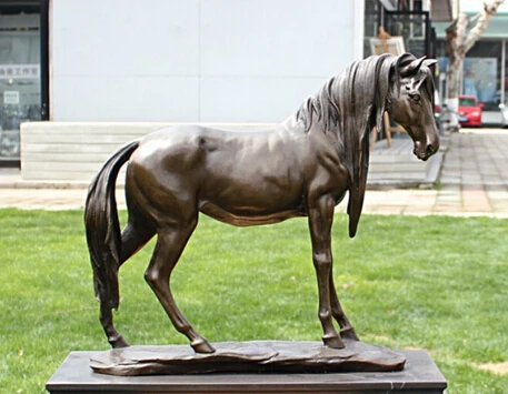 

xd 003428 16 Chinese Bronze Copper Marble Home Art Decoration Rest Horse Statue Sculpture