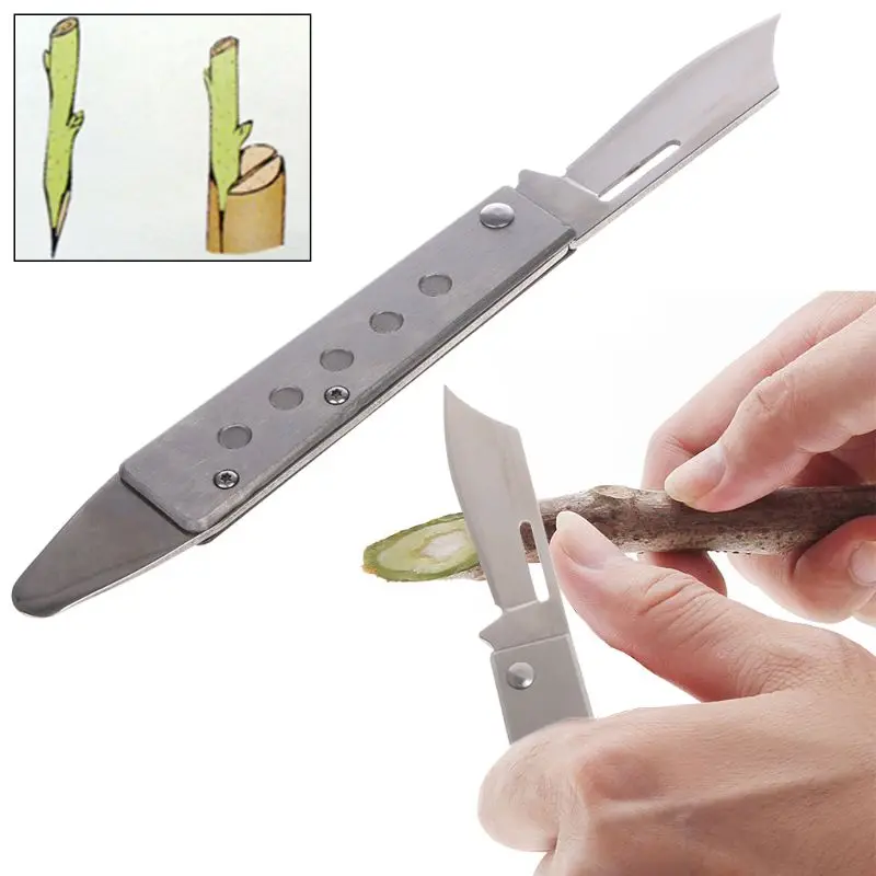Садовый складной нож для прививки, обрезка рассады, резак из нержавеющей стали, инструмент для прививки