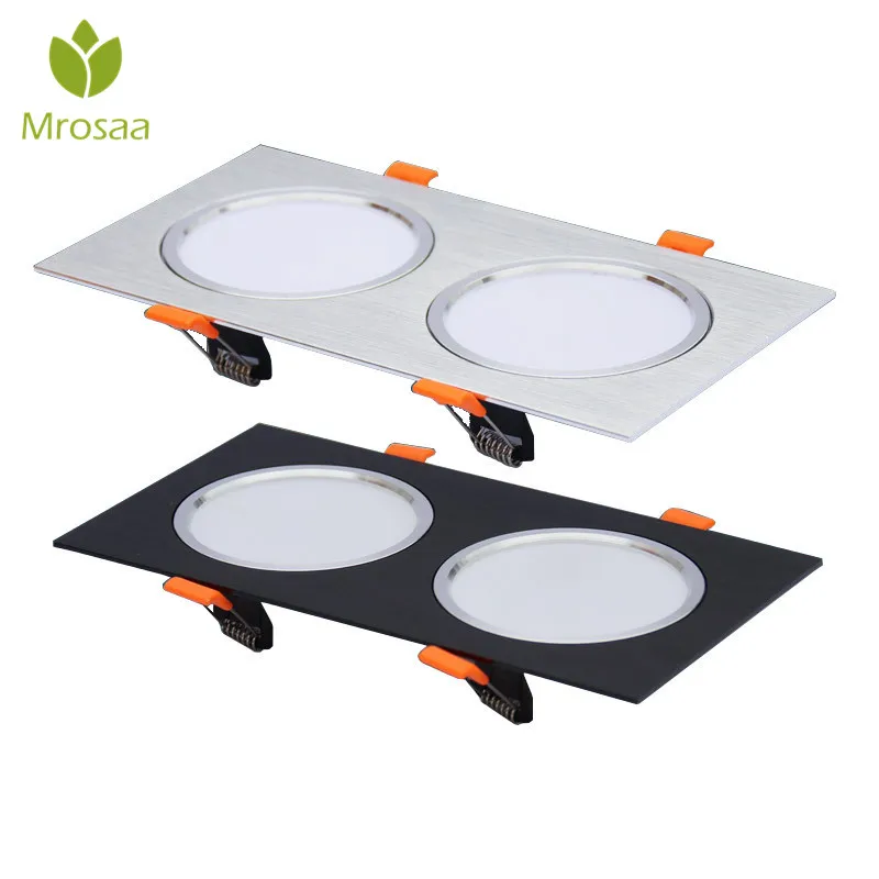 

Mrosaa 12W 18W Super Bright Recessed 2 Head LED Downlight Led Grille Ceiling Lamp Light AC 220V Double Head Commercial Lighting