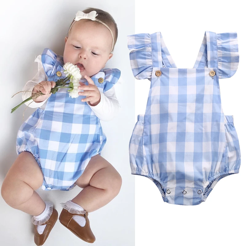 plaid baby romper