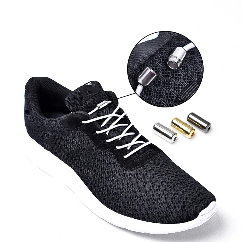 1Pair No Tie Shoelaces Elastic Locking Round Shoe Laces Kids Adult Sneakers Quick Shoelace Shoe Laces Strings Reflective Lace