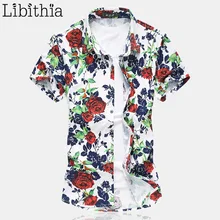Для мужчин цветы платье рубашка короткий рукав Camisas социальной masculina Повседневное Элитный бренд рубашка Slim Fit плюс Размеры 6xl 7XL Лето s075