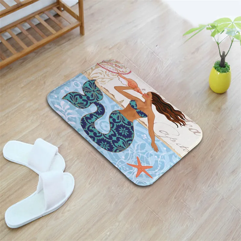 cheap Mermaid Waterproof Floor Custom Door Mats Anti Slip Welcome Mat Rugs Home Decor Kitchen Bathroom Mats In The Hallway Indoor