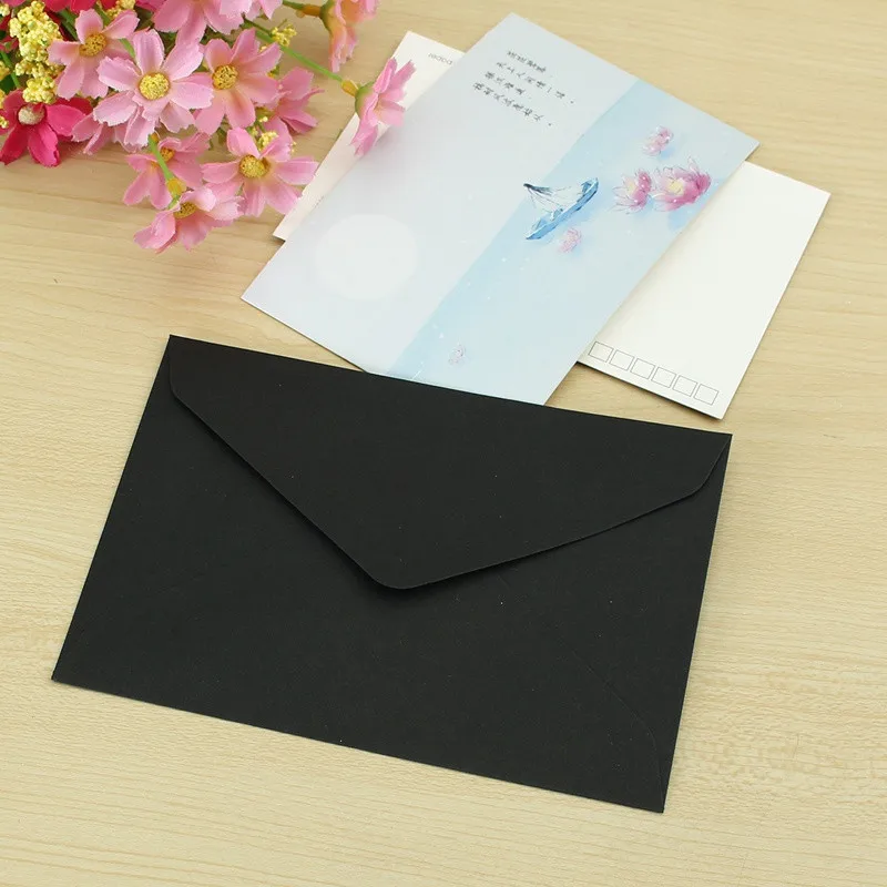 20 шт./компл. классический коричневый белая черная крафт-бумага пустой мини Бумага конверты с окошком Свадебный конверт для приглашения