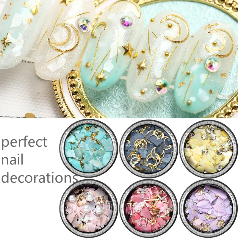 

Mixed Shape Opal Nail Resin Rhinestones Gems 3D Tip Drill Copper Nail Charm Beads Studs Manicure Nails Art Decorations