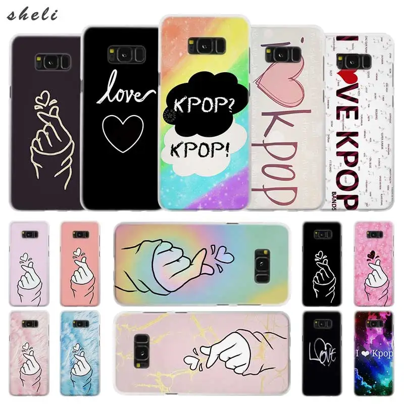 

Black White Love kpop Transparent Note 10 9 pro hard Case Cover for Samsung Galaxy S4 S5 S6 S7 S8 S9 Plus Edge Mini s10 lite
