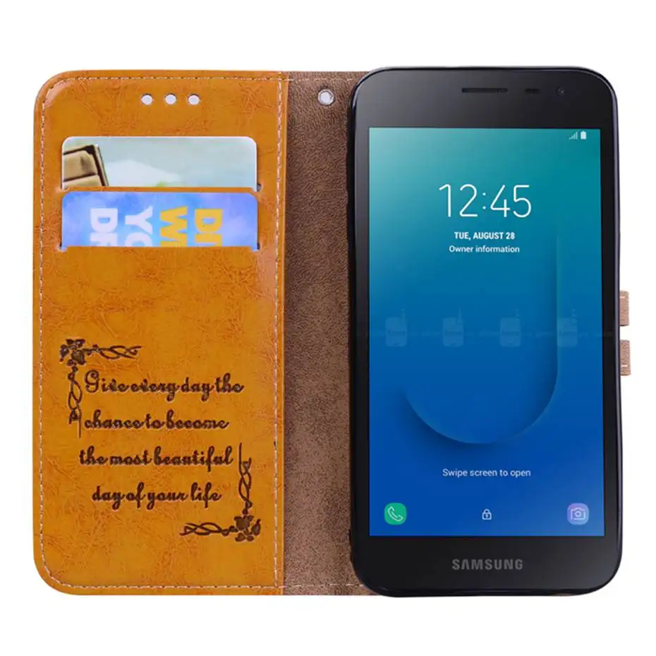 Чехол книжка с бумажником для Samsung Galaxy J2 Core кожаный чехол телефона J260F J260 J 2 SM