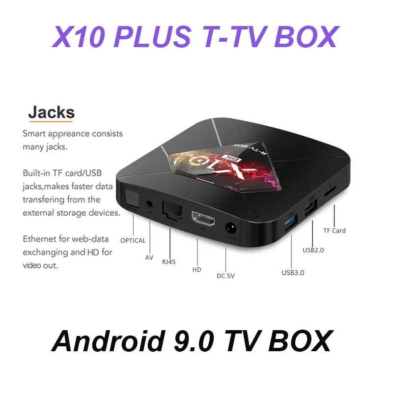 R-tv BOX X10 Plus Android 9,0 Smart tv Box Allwinner H6 2,4G WiFi 4 Гб ram 32 ГБ/64 Гб rom телеприставка USB3.0 H.265 6K медиаплеер