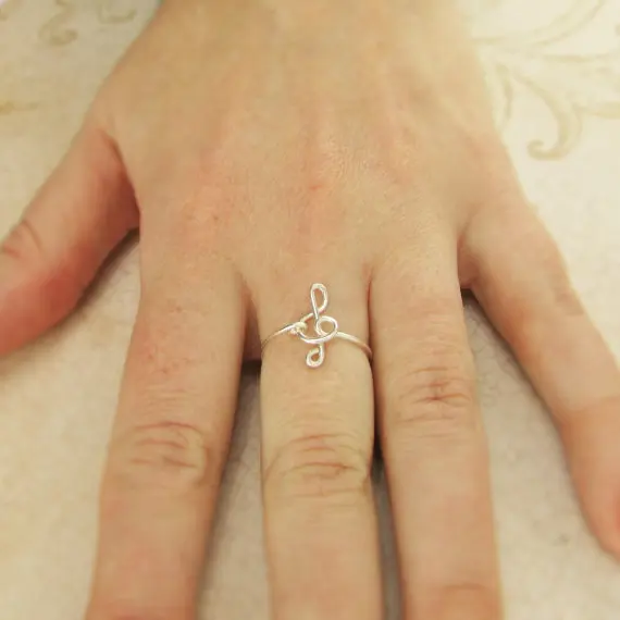 PINJEAS кольцо с тройным Clef роза ручная работа музыкальная Note G Wire Wrap для дружбы
