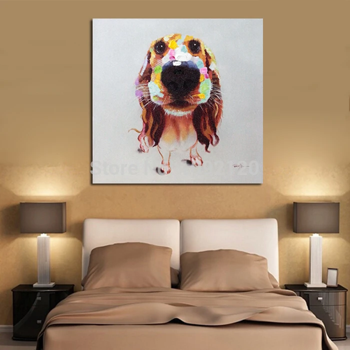

Handmade Modern Adorable Dog Abstract Decor Lovely Animal Picture Oil Painting On Canvas Wall Art For Living Room Decor