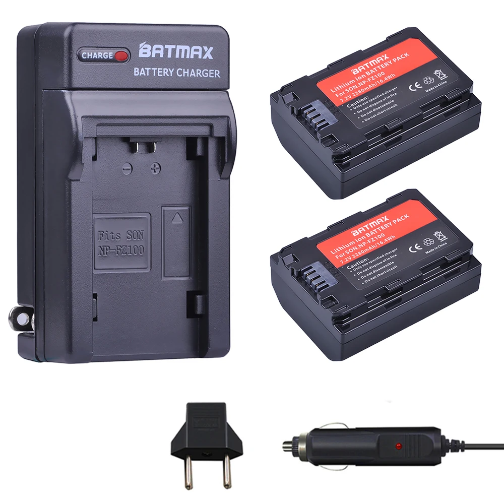 

2Pcs 2280mAh NP FZ100 NPFZ100 NP-FZ100 Battery + Charger Kits for Sony NP-FZ100, BC-QZ1, A7III, A7RIII, ILCE-7RM3, A9, A9R,9 s