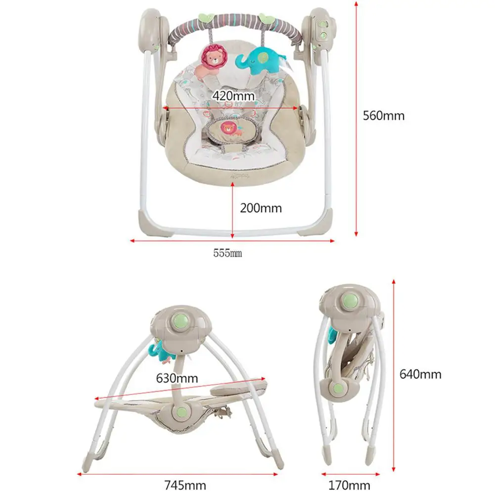 Kidlove Детские Многофункциональные Музыкальные электрические качели, кресло-качалка, детская колыбель, кресло-качалка, Удобные складные детские качели