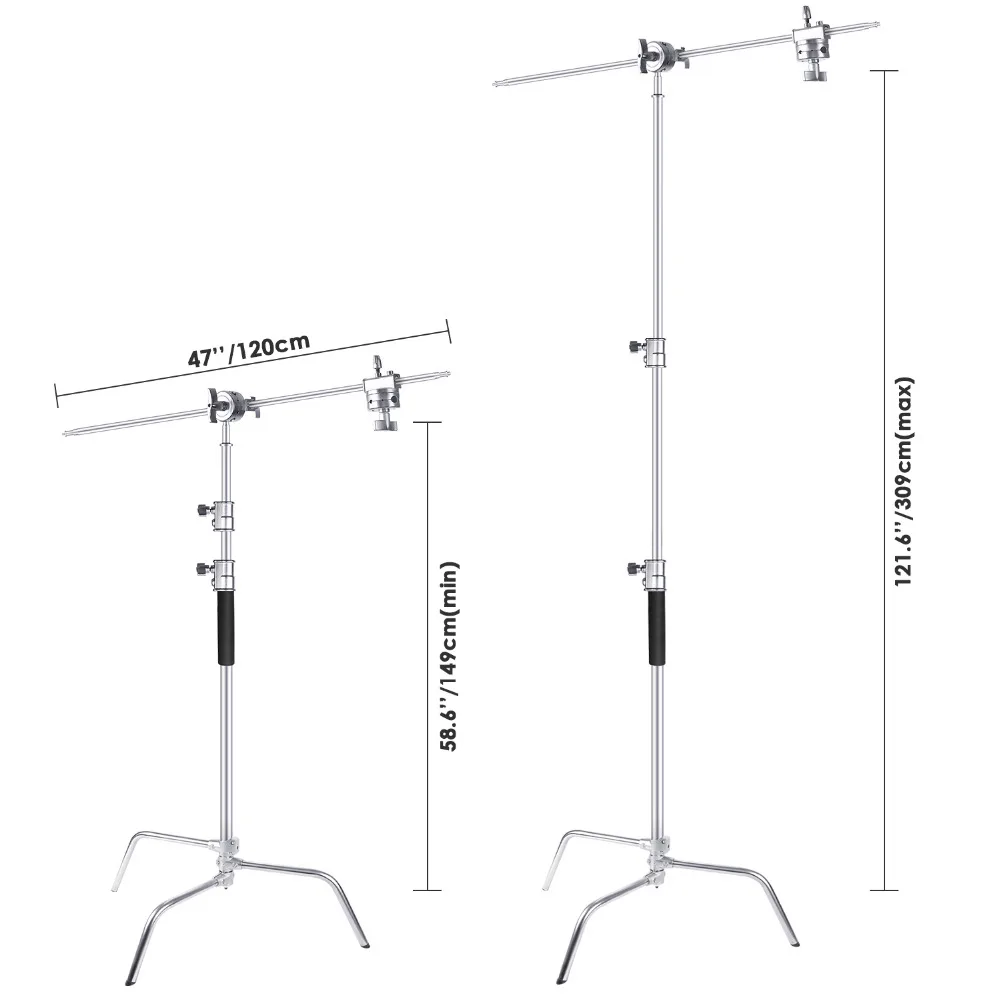  Neewer Upgraded Heavy Duty Stainless Steel C-Stand with Hold Arm and Grip Head for Photography Refl