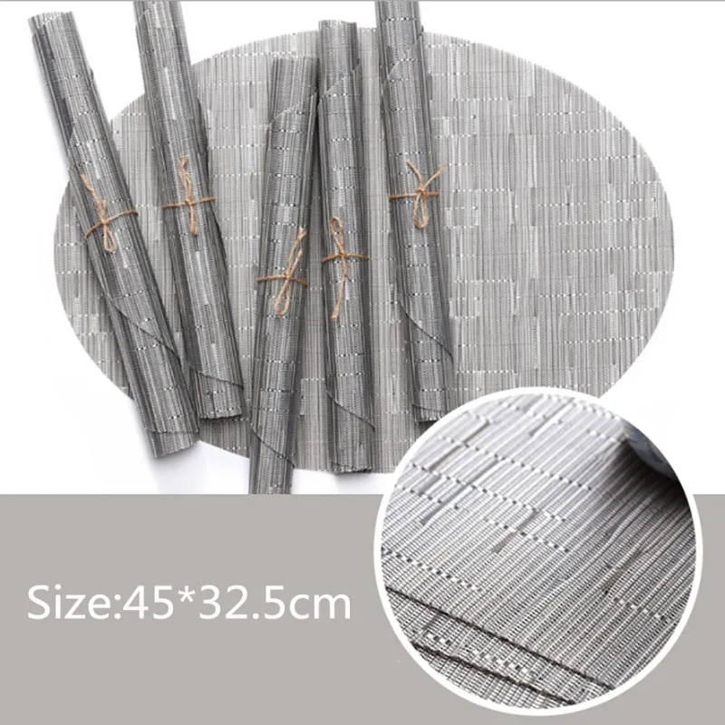 Bamboo Texture PVC Rectangular Mats Non-Slip Heat Insulation Braided Placemat Kitchen Restaurant Bowl Plate Cup Pad Table Mat