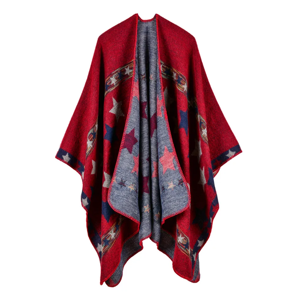 2019 Winter Fashion Star Pattern Cardigans Female Sweaters Long Sleeve Knitted Sweater Women Cardigan Poncho Pull Femme |