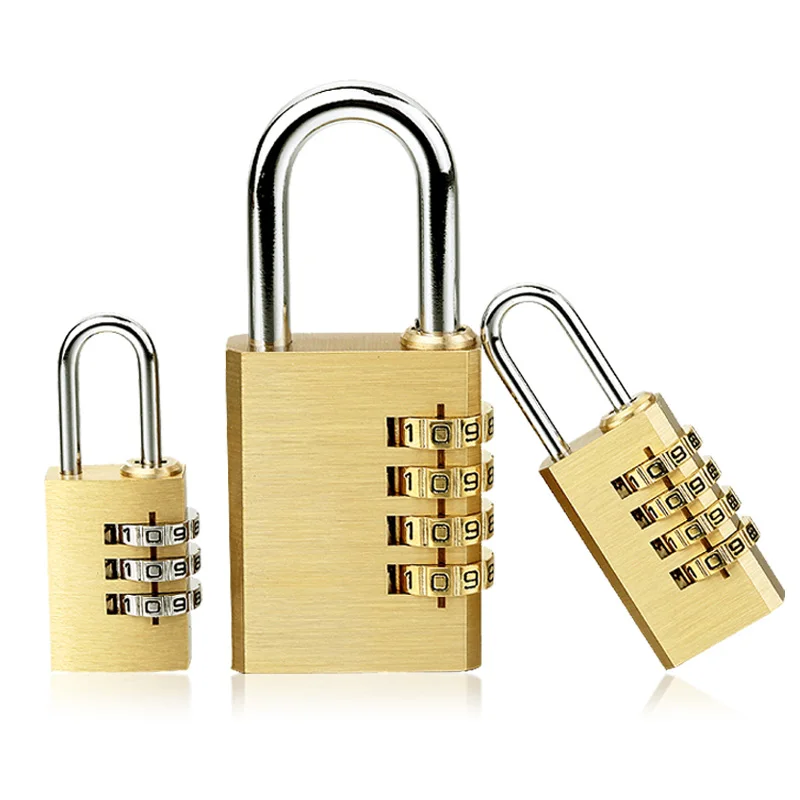 

High Quality Padlock Solid Brass Lock Digit Combination Password Secret Code for Gym Outdoor Locker Case Copper Stainless Steel