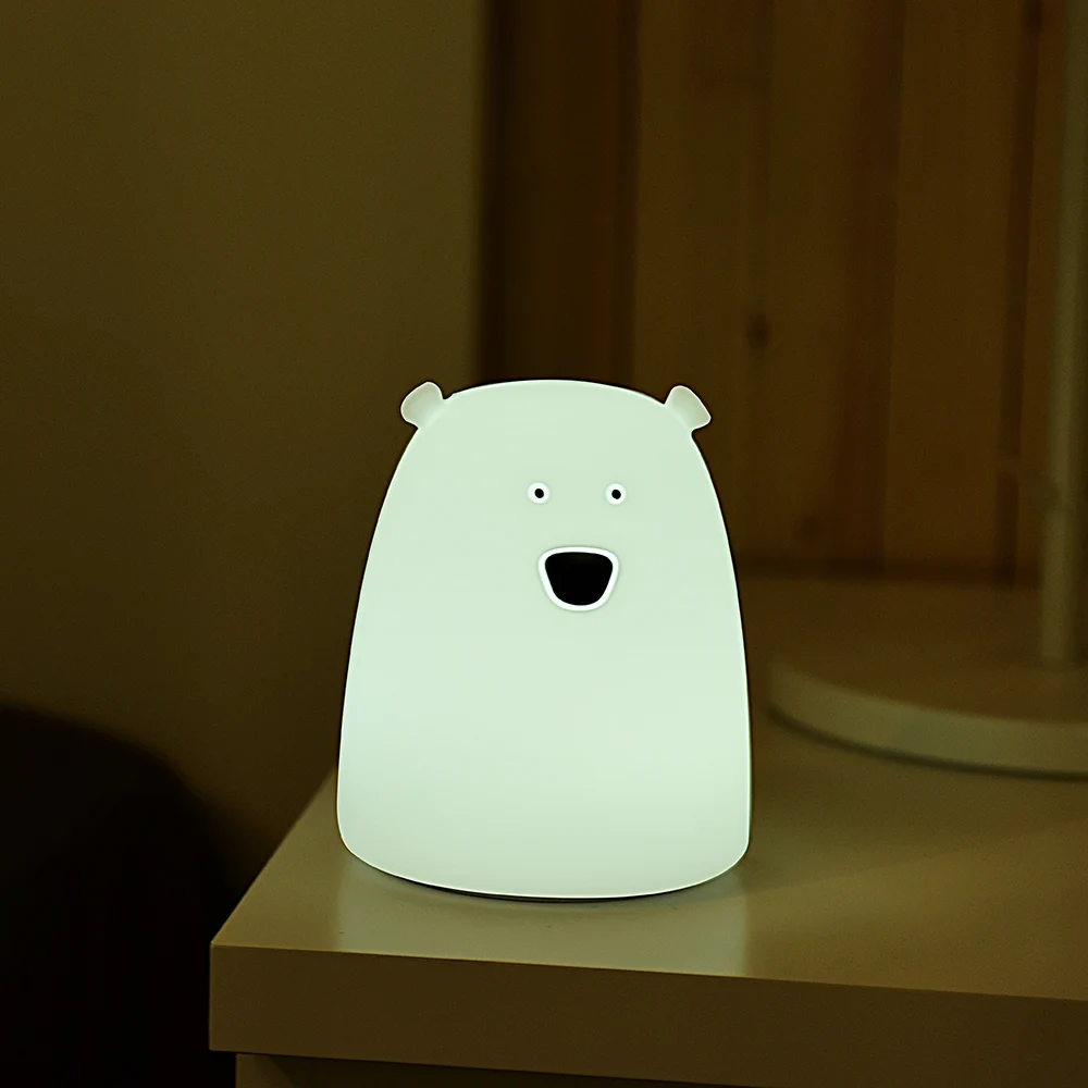 Cute Bear Silicone LED Night Light Lamp Children Bedroom Color Changing Night Lamps  LED Bedside Light for Children Kid Baby Toy Gifts (33)