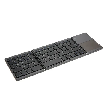 

Tri-folding Foldable BT Slim Pocket-Size Keyboard Portable Mini BT Wireless Keyboard with Touchpad Built in Rechargeable Battery