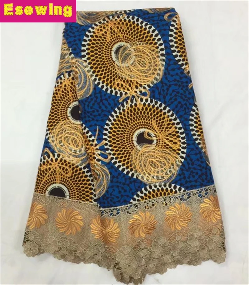 

2018 Guipure Ankara Wax With Lace High Quality Embroidered Wax Lace Fabric With Stones Beaded African Cord Lace For Clothes