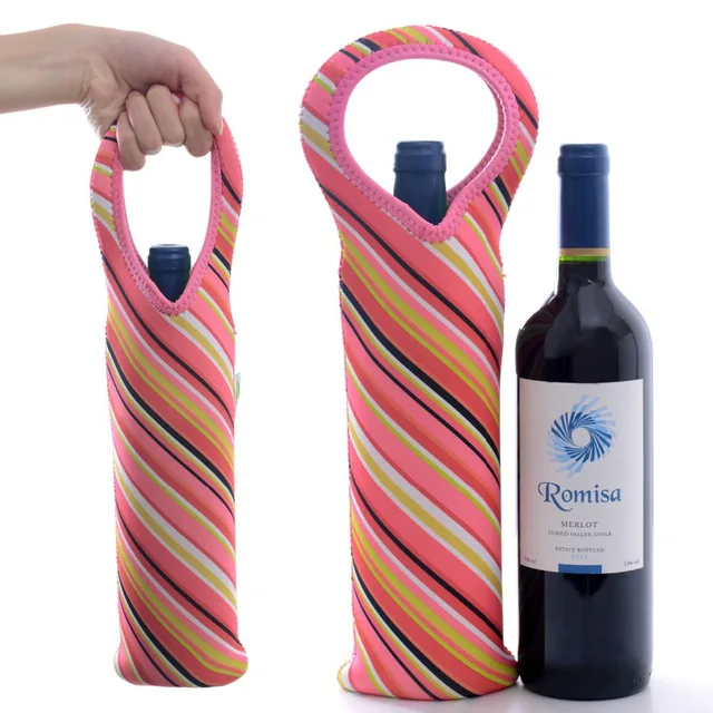 Red Striped Wine Bottle Bag Cooler Well Insulated Tote Red Striped Wine Bottle Bag Cooler Well Insulated Tote Camping Outdoor Carrier
